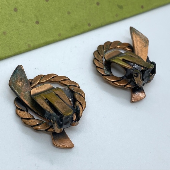 Vintage Copper Mod Clip On Earrings - Picture 5 of 8